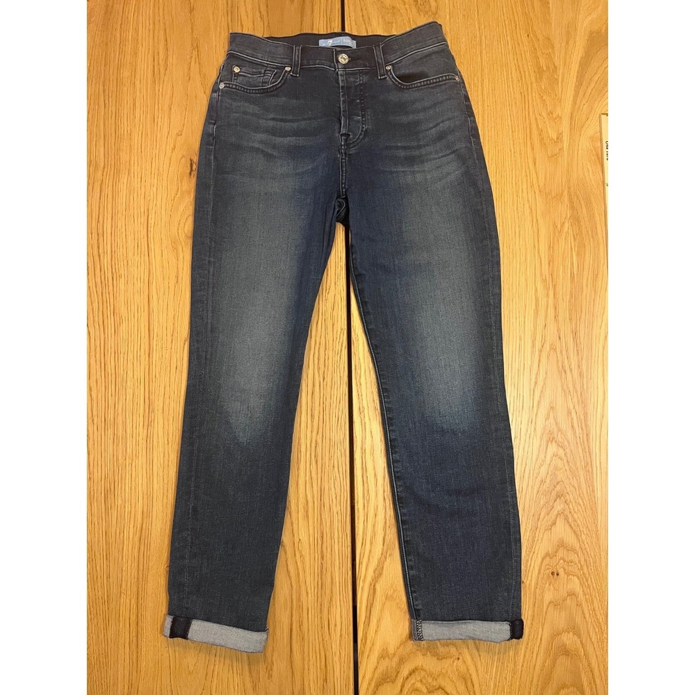 7 For All Mankind‎ JOSEFINA Skinny Jeans Women 27 Dark Blue Button Fly High Rise
